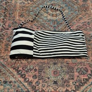 Black and White Striped Women's Bag